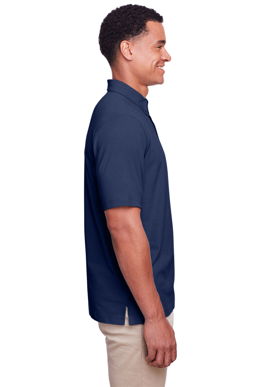 UltraClub UC105 Mens Lakeshore Performance Moisture Wicking Short Sleeve Polo Shirt Navy Blue Side