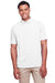 UltraClub UC105 Mens Lakeshore Performance Moisture Wicking Short Sleeve Polo Shirt White Front
