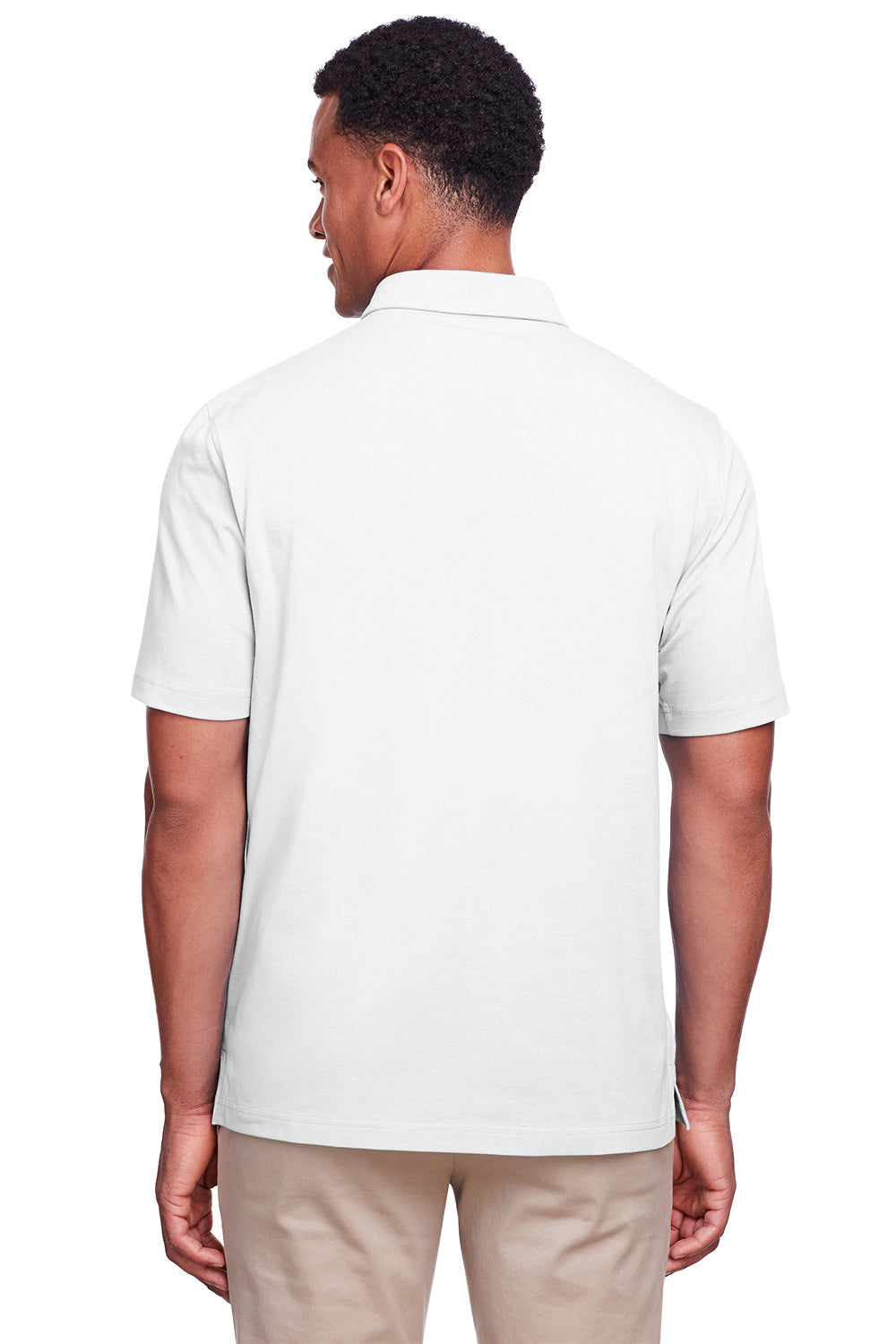 UltraClub UC105 Mens Lakeshore Performance Moisture Wicking Short Sleeve Polo Shirt White Back