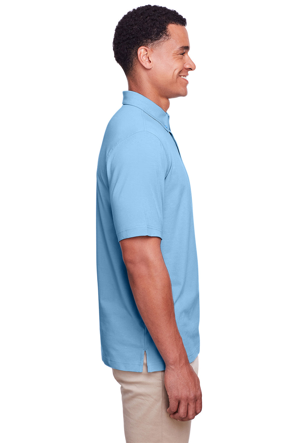 UltraClub UC105 Mens Lakeshore Performance Moisture Wicking Short Sleeve Polo Shirt Columbia Blue Side