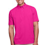 UltraClub Mens Lakeshore Performance Moisture Wicking Short Sleeve Polo Shirt - Heliconia Pink