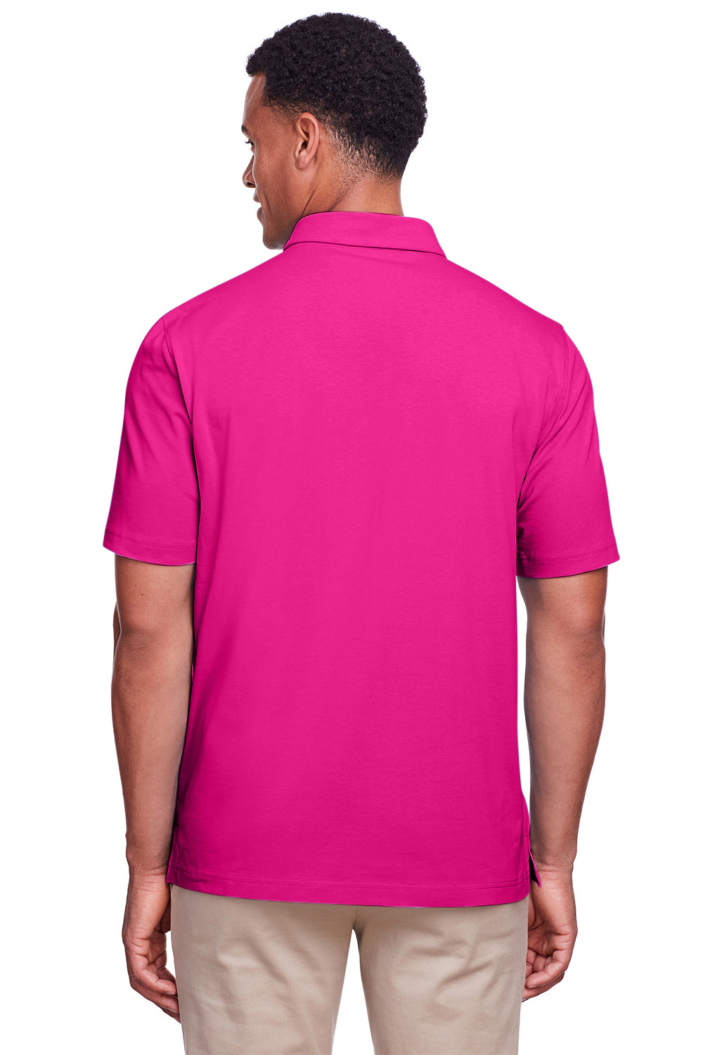 UltraClub UC105 Mens Lakeshore Performance Moisture Wicking Short Sleeve Polo Shirt Heliconia Pink Back