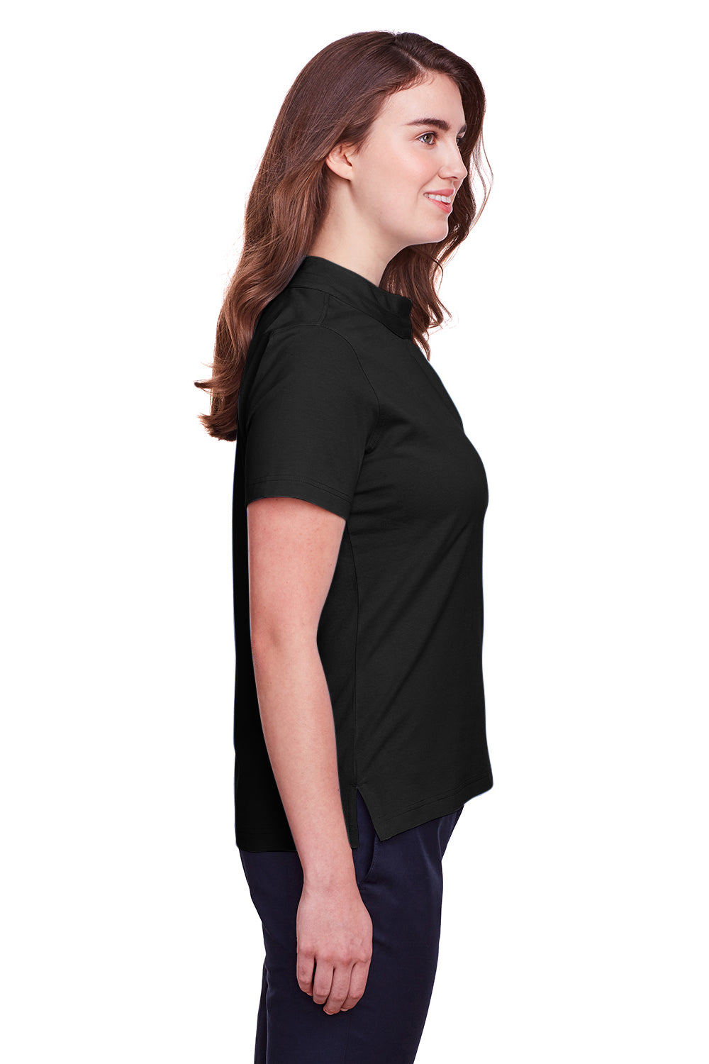 UltraClub UC105W Womens Lakeshore Performance Moisture Wicking Short Sleeve Polo Shirt Black Side