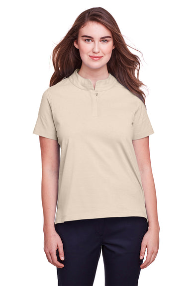 UltraClub UC105W Womens Lakeshore Performance Moisture Wicking Short Sleeve Polo Shirt Stone Brown Front