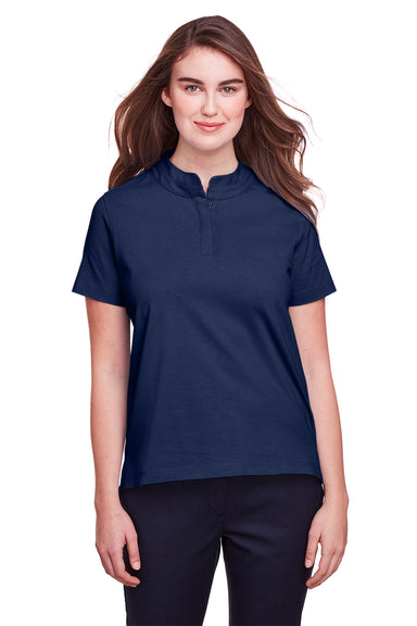 UltraClub UC105W Womens Lakeshore Performance Moisture Wicking Short Sleeve Polo Shirt Navy Blue Front
