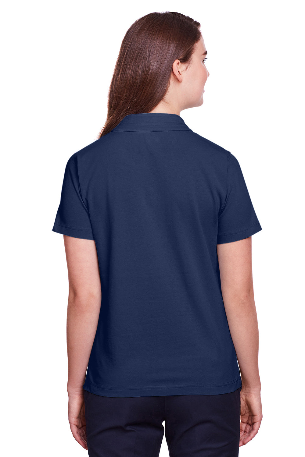 UltraClub UC105W Womens Lakeshore Performance Moisture Wicking Short Sleeve Polo Shirt Navy Blue Back