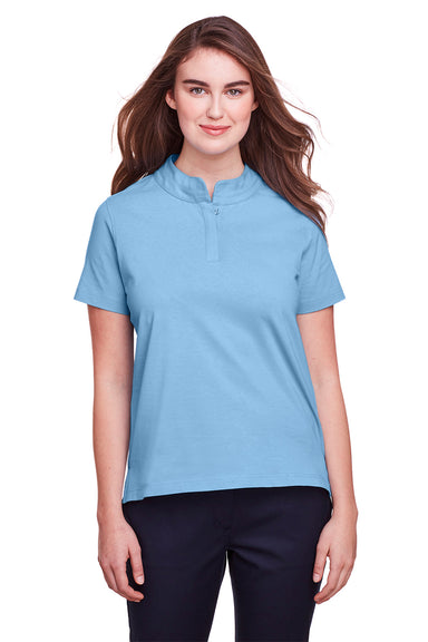 UltraClub UC105W Womens Lakeshore Performance Moisture Wicking Short Sleeve Polo Shirt Columbia Blue Front