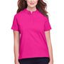 UltraClub Womens Lakeshore Performance Moisture Wicking Short Sleeve Polo Shirt - Heliconia Pink