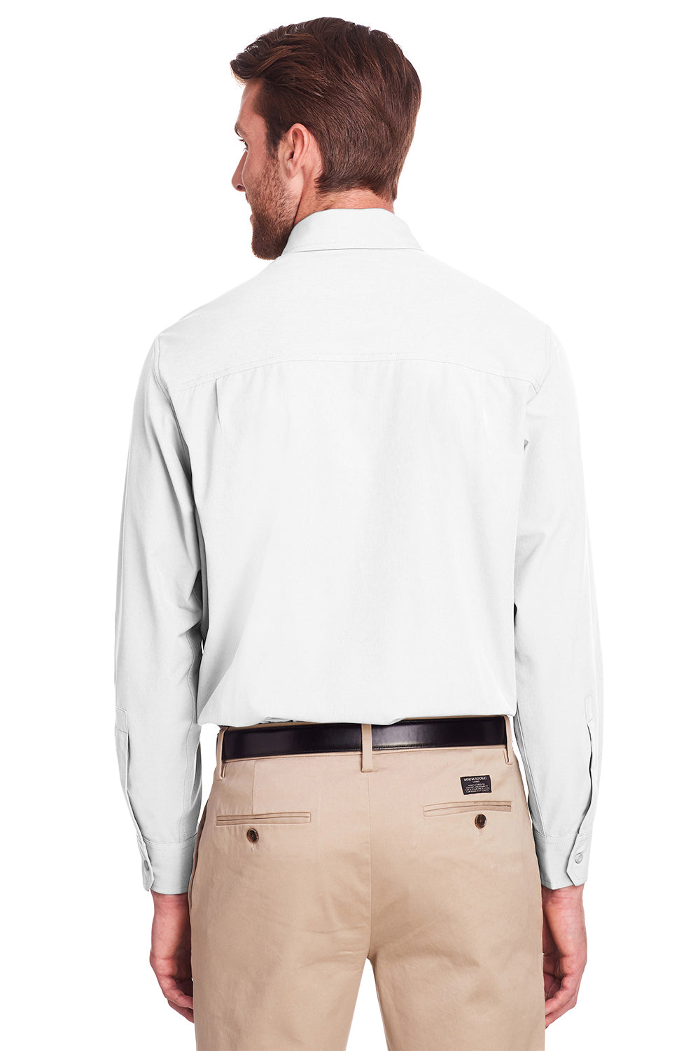 UltraClub UC500 Mens Bradley Performance Moisture Wicking Long Sleeve Button Down Shirt w/ Pocket White Back