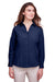 UltraClub UC500W Womens Bradley Performance Moisture Wicking Long Sleeve Button Down Shirt Navy Blue Front