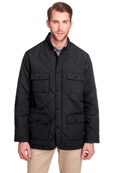 UltraClub UC708 Mens Dawson Quilted Full Zip Jacket Black Front