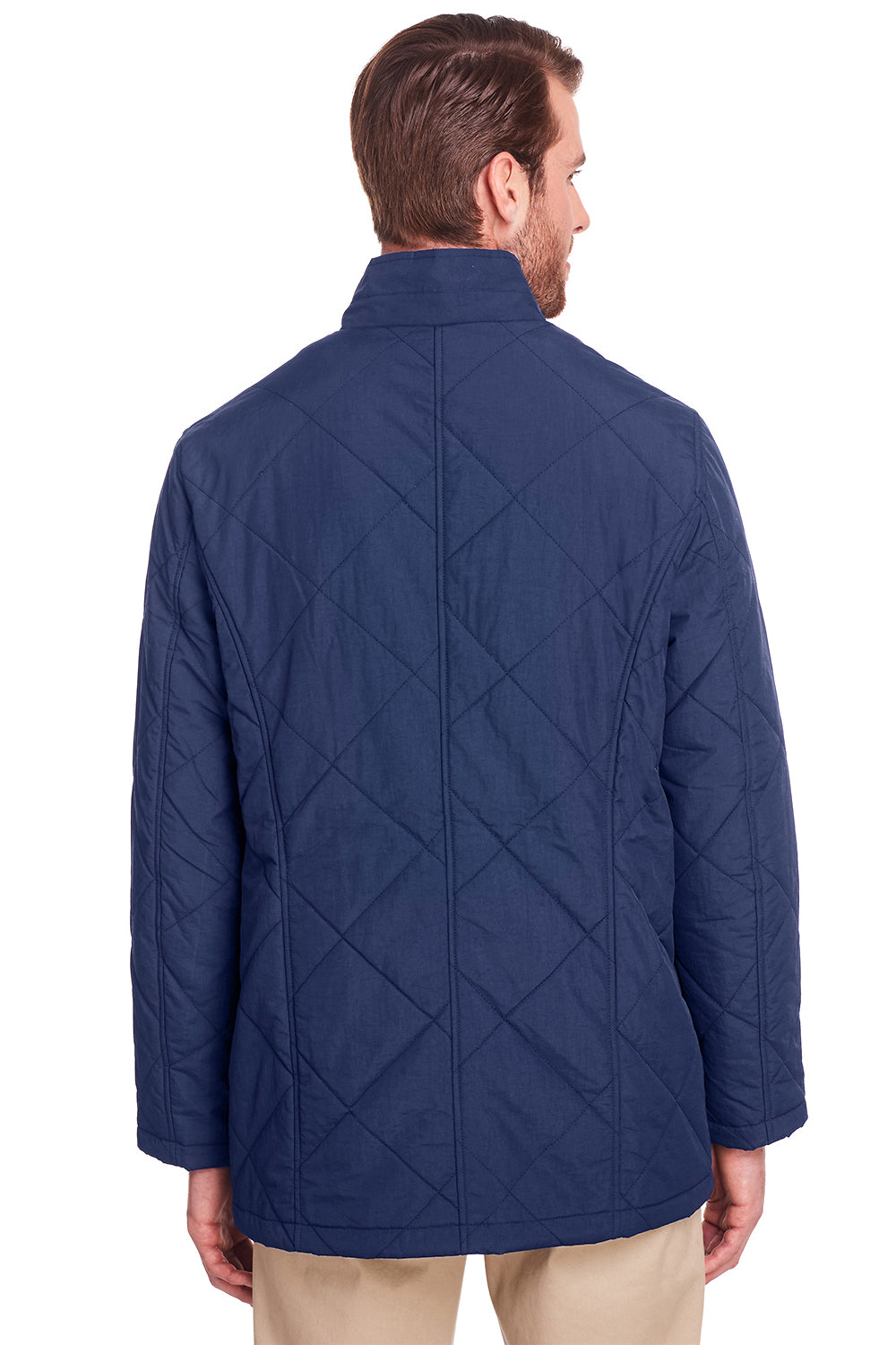 UltraClub UC708 Mens Dawson Quilted Full Zip Jacket Navy Blue Back