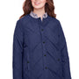 UltraClub Womens Dawson Quilted Water Resistant Full Zip Jacket - Navy Blue - Closeout