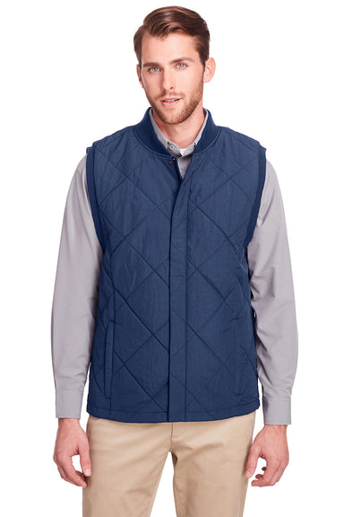 UltraClub UC709 Mens Dawson Quilted Full Zip Vest Navy Blue Front