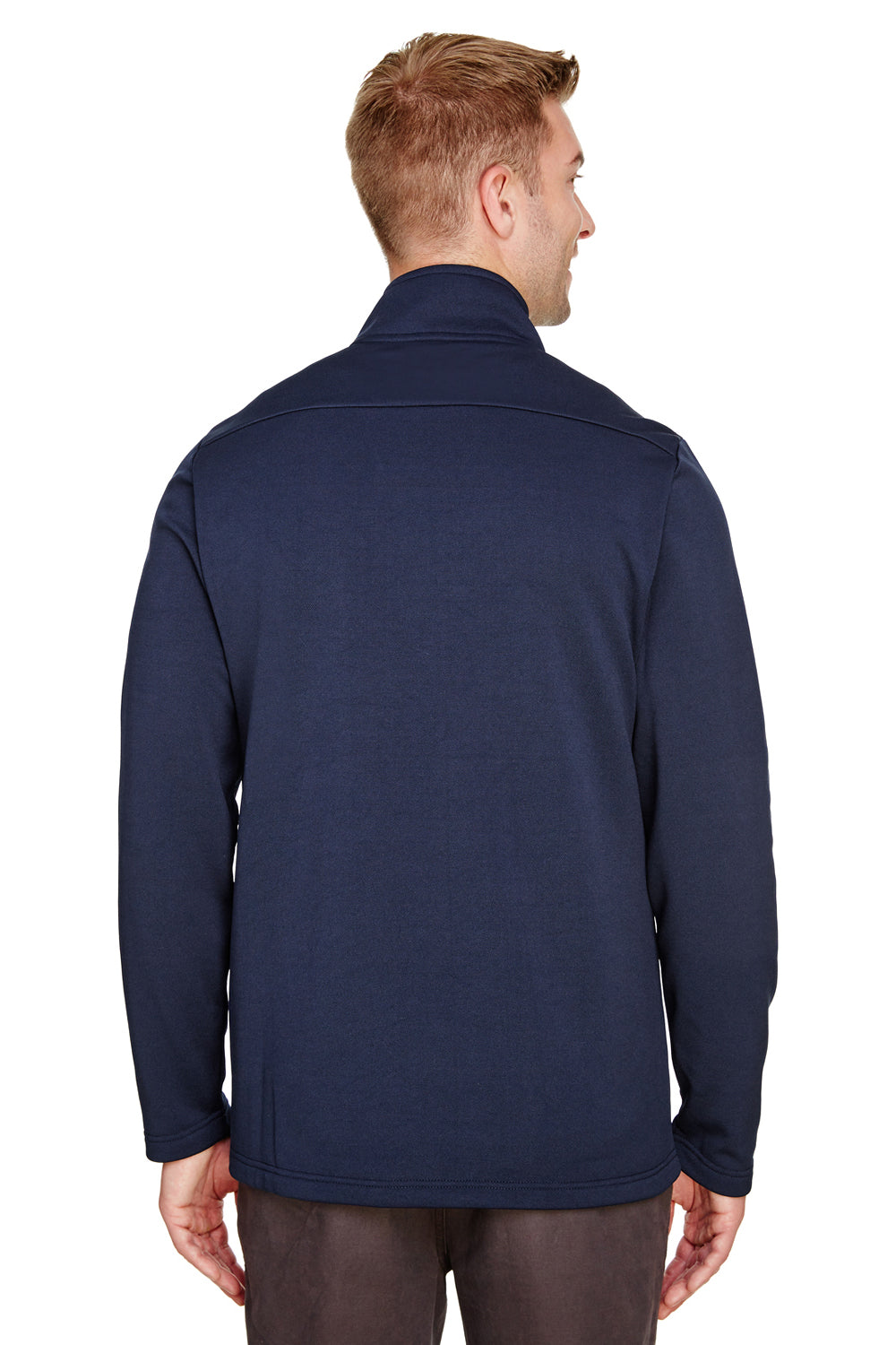 UltraClub UC792 Mens Coastal Performance Moisture Wicking Fleece 1/4 Zip Sweatshirt Navy Blue Back