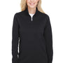UltraClub Womens Coastal Performance Moisture Wicking Fleece 1/4 Zip Sweatshirt - Black