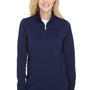 UltraClub Womens Coastal Performance Moisture Wicking Fleece 1/4 Zip Sweatshirt - Navy Blue