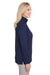 UltraClub UC792W Womens Coastal Performance Moisture Wicking Fleece 1/4 Zip Sweatshirt Navy Blue Side