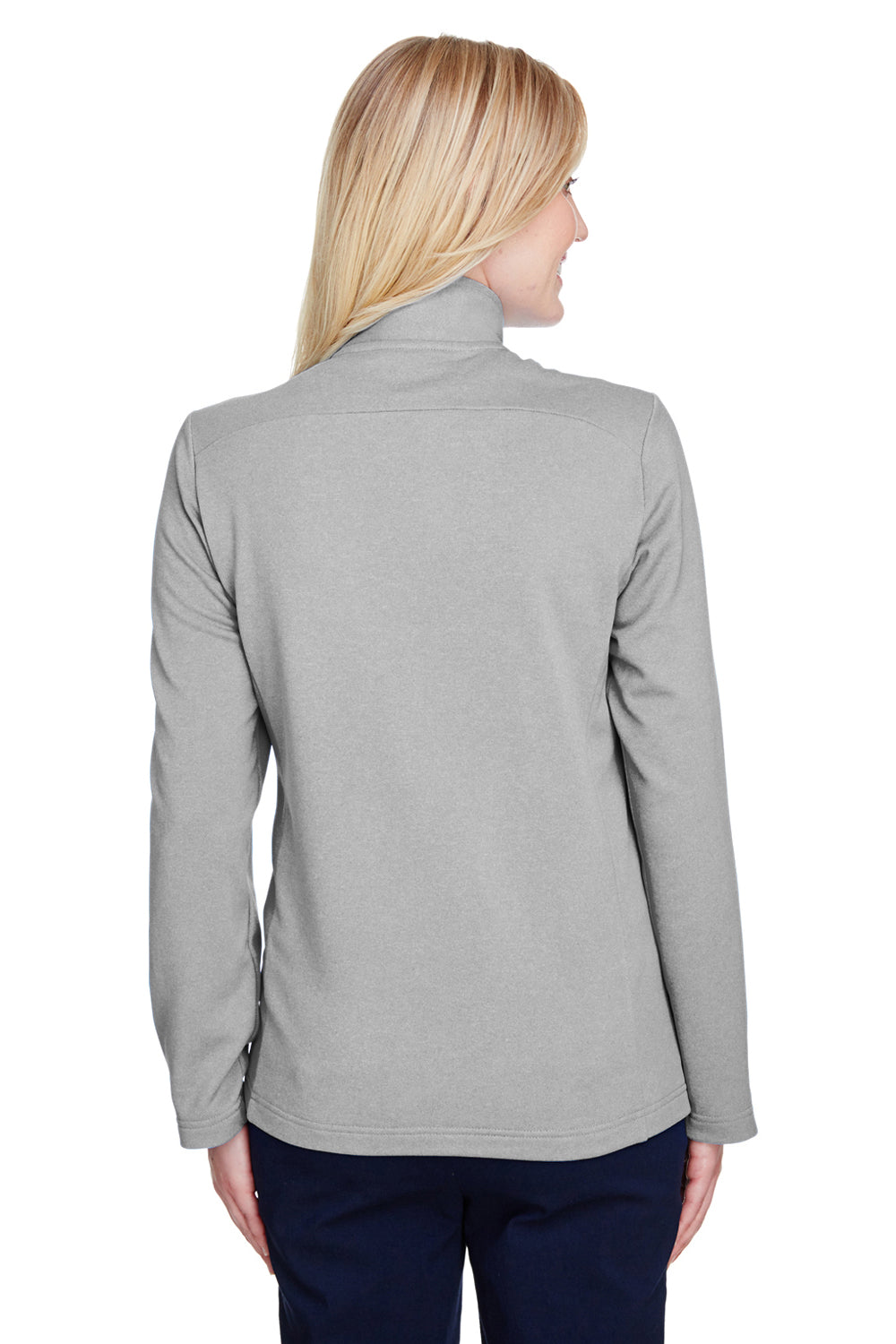 UltraClub UC792W Womens Coastal Performance Moisture Wicking Fleece 1/4 Zip Sweatshirt Silver Grey Back
