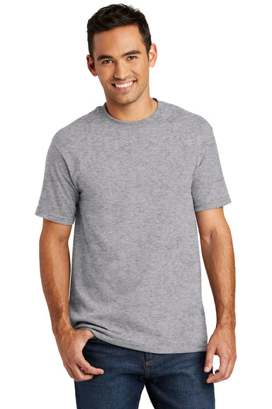 Port & Company USA100 Mens USA Made Short Sleeve Crewneck T-Shirt Heather Grey Front