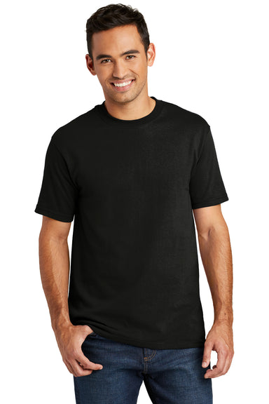 Port & Company USA100 Mens USA Made Short Sleeve Crewneck T-Shirt Black Front