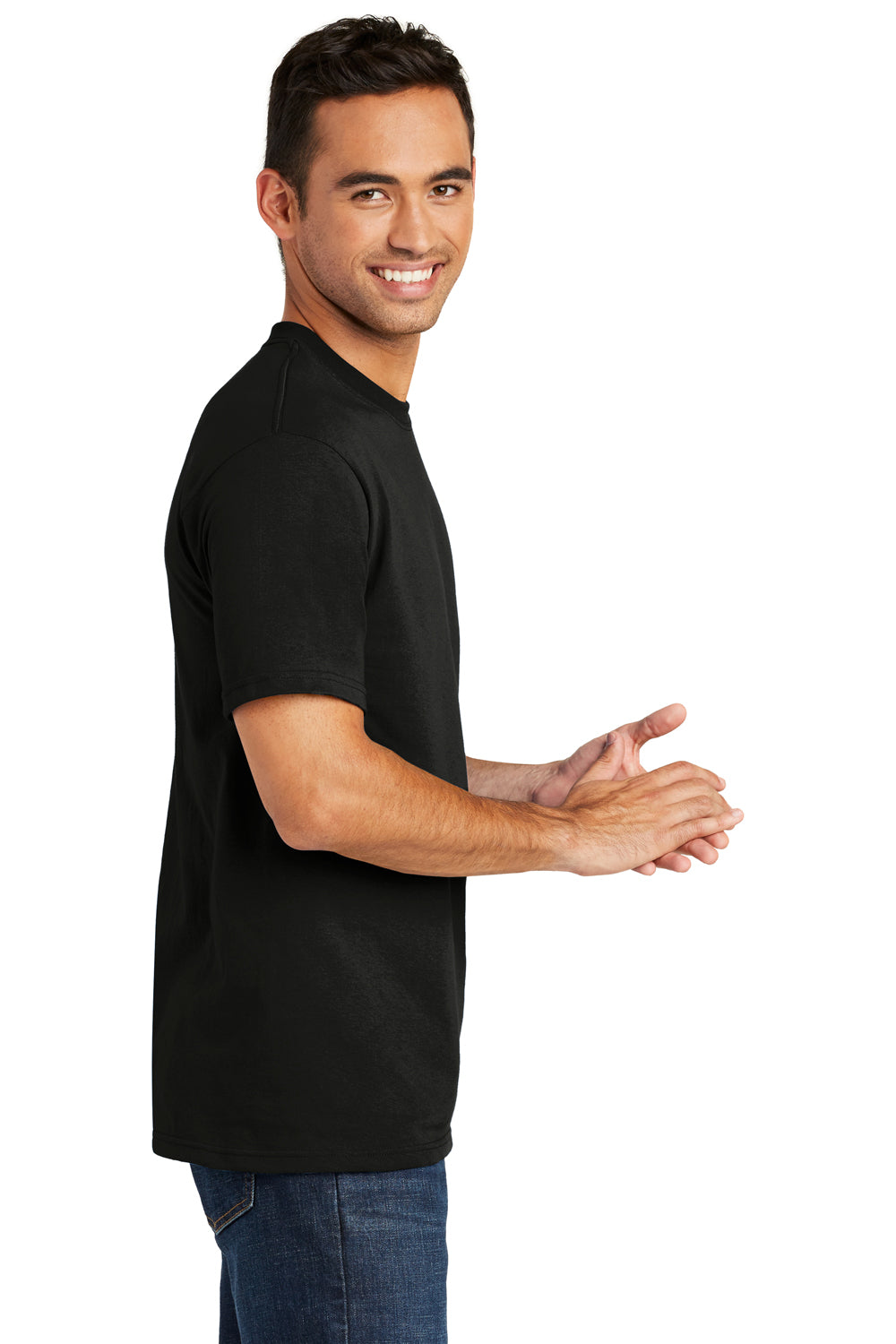 Port & Company USA100 Mens USA Made Short Sleeve Crewneck T-Shirt Black Side