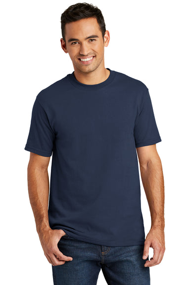 Port & Company USA100 Mens USA Made Short Sleeve Crewneck T-Shirt Navy Blue Front