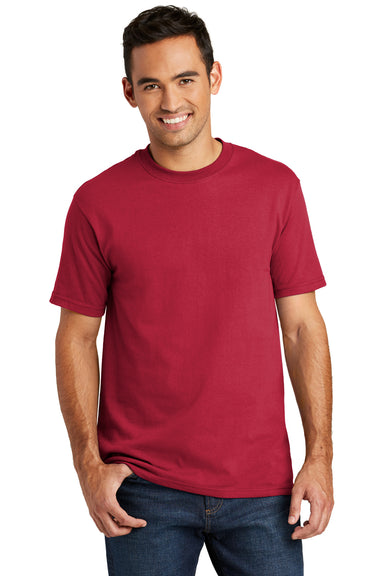 Port & Company USA100 Mens USA Made Short Sleeve Crewneck T-Shirt Red Front