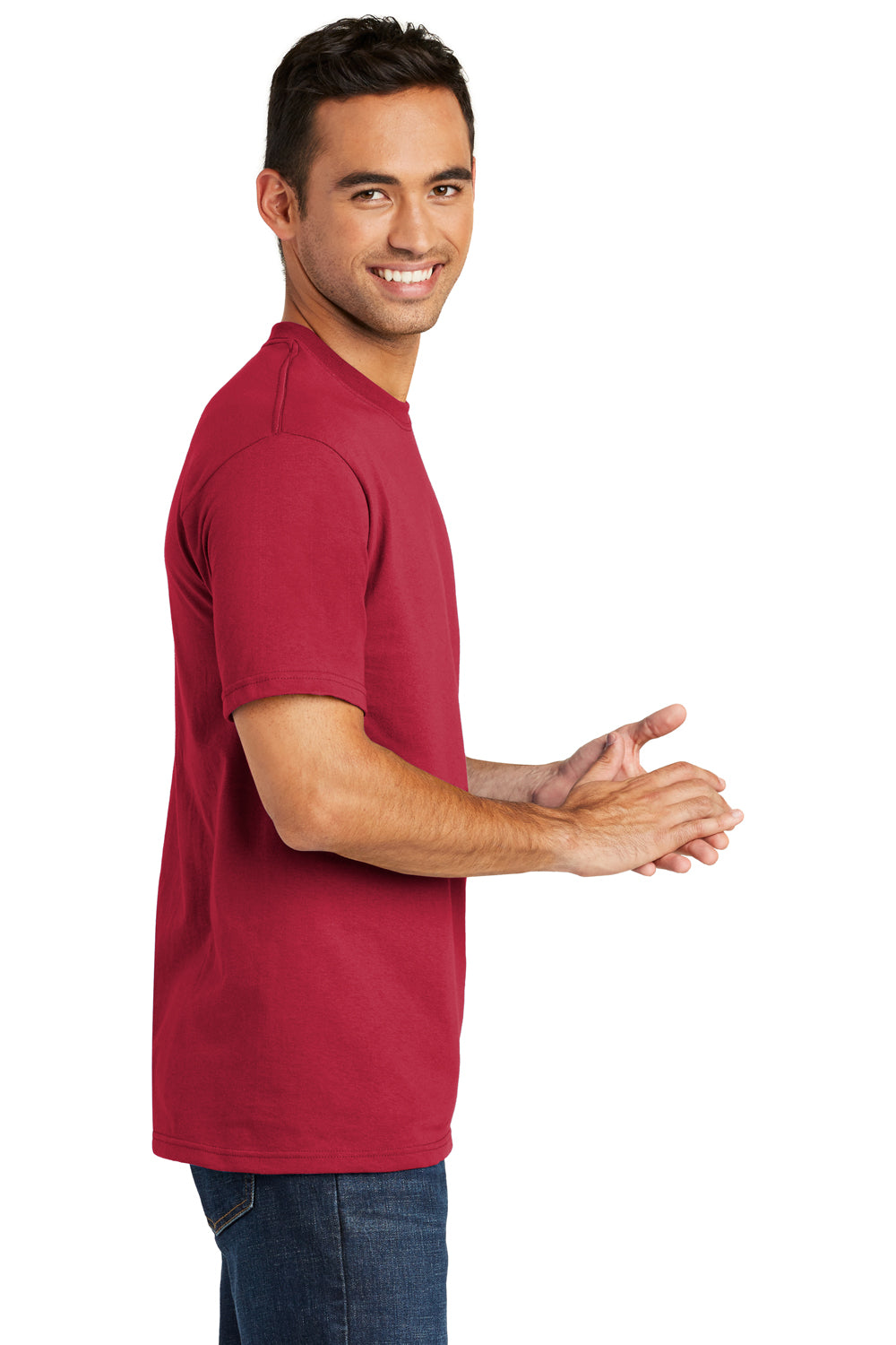 Port & Company USA100 Mens USA Made Short Sleeve Crewneck T-Shirt Red Side
