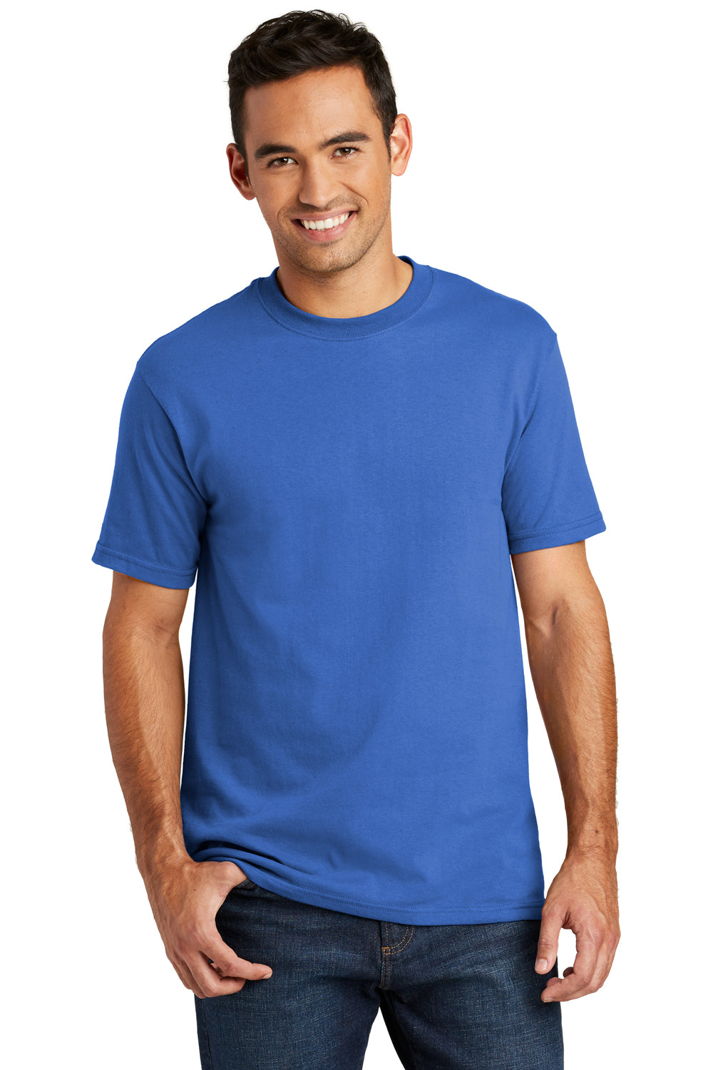 Port & Company USA100 Mens USA Made Short Sleeve Crewneck T-Shirt Royal Blue Front