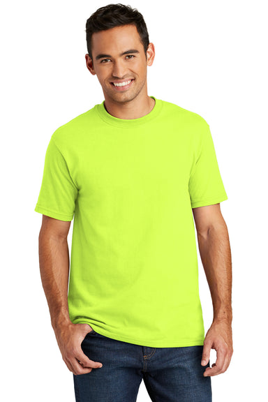 Port & Company USA100 Mens USA Made Short Sleeve Crewneck T-Shirt Safety Green Front