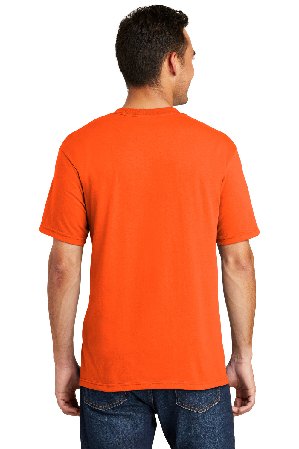 Port & Company USA100 Mens USA Made Short Sleeve Crewneck T-Shirt Safety Orange Back