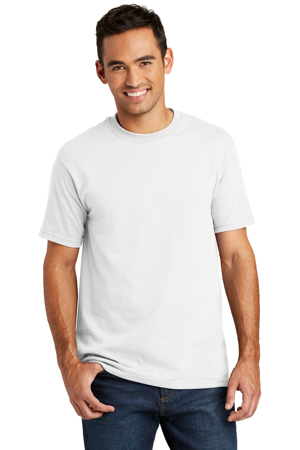 Port & Company USA100 Mens USA Made Short Sleeve Crewneck T-Shirt White Front