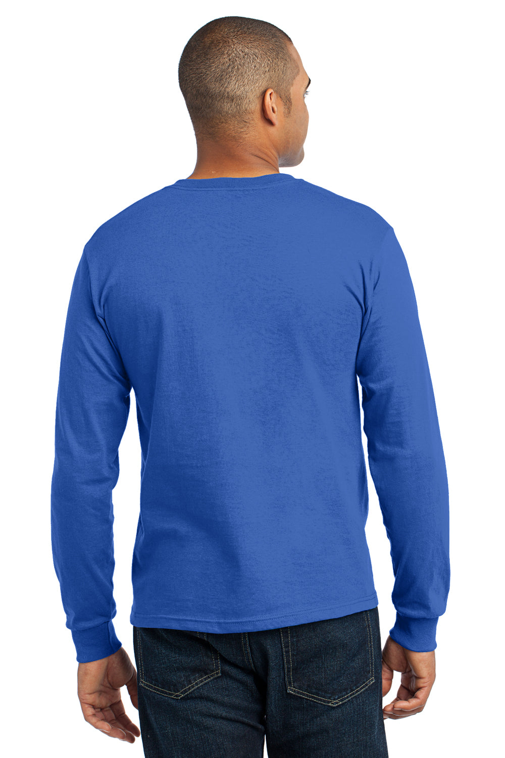 Port & Company USA100LS Mens USA Made Long Sleeve Crewneck T-Shirt Royal Blue Back