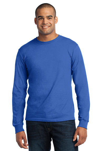Port & Company USA100LS Mens USA Made Long Sleeve Crewneck T-Shirt Royal Blue Front