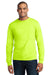 Port & Company USA100LS Mens USA Made Long Sleeve Crewneck T-Shirt Safety Green Front