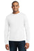 Port & Company USA100LS Mens USA Made Long Sleeve Crewneck T-Shirt White Front