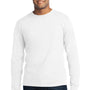 Port & Company Mens USA Made Long Sleeve Crewneck T-Shirt - White - Closeout