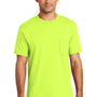 Port & Company Mens USA Made Short Sleeve Crewneck T-Shirt w/ Pocket - Safety Green - Closeout