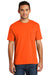 Port & Company USA100P Mens USA Made Short Sleeve Crewneck T-Shirt w/ Pocket Safety Orange Front