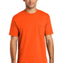 Port & Company Mens USA Made Short Sleeve Crewneck T-Shirt w/ Pocket - Safety Orange - Closeout