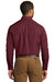 Port Authority W100 Mens Carefree Stain Resistant Long Sleeve Button Down Shirt w/ Pocket Burgundy Back