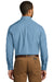 Port Authority W100 Mens Carefree Stain Resistant Long Sleeve Button Down Shirt w/ Pocket Carolina Blue Back