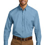 Port Authority Mens Carefree Stain Resistant Long Sleeve Button Down Shirt w/ Pocket - Carolina Blue