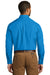 Port Authority W100 Mens Carefree Stain Resistant Long Sleeve Button Down Shirt w/ Pocket Coastal Blue Back