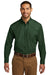 Port Authority W100 Mens Carefree Stain Resistant Long Sleeve Button Down Shirt w/ Pocket Forest Green Front