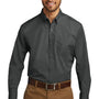 Port Authority Mens Carefree Stain Resistant Long Sleeve Button Down Shirt w/ Pocket - Graphite Grey