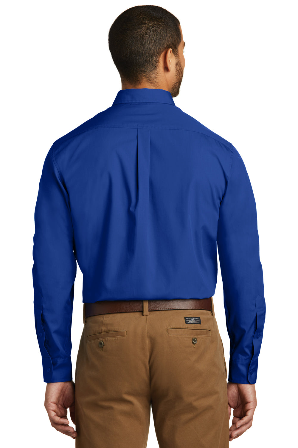 Port Authority W100 Mens Carefree Stain Resistant Long Sleeve Button Down Shirt w/ Pocket Royal Blue Back