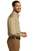 Port Authority W100 Mens Carefree Stain Resistant Long Sleeve Button Down Shirt w/ Pocket Wheat Side