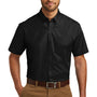 Port Authority Mens Carefree Stain Resistant Short Sleeve Button Down Shirt w/ Pocket - Deep Black